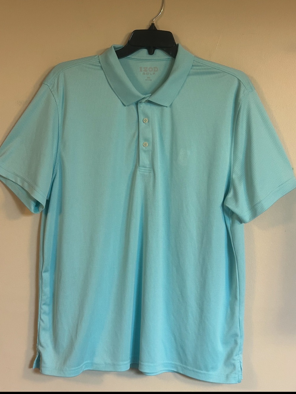 IZOD Golf Men’s XXL Aqua Blue Textured Stretch Polo Shirt